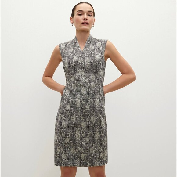 MM LaFleur The Aditi Dress Crackle Black White Sleeveless V-Neck 8 - Picture 2 of 7